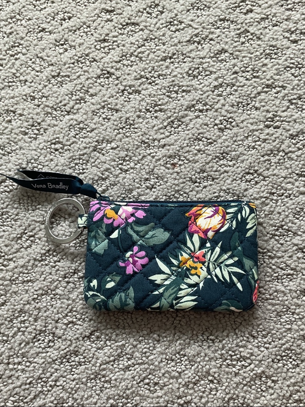 Vera Bradley Dark Blue Floral ID Card Case with Key Ring 0543 - Picture 2 of 9
